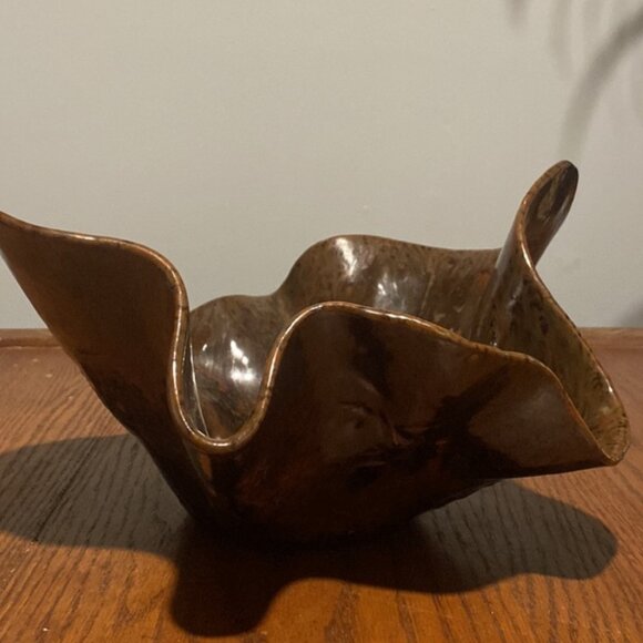 79- (VHD) Vintage. Home Decor. Handcrafted. Glazed Pottery. Record Bowl. - Picture 2 of 8